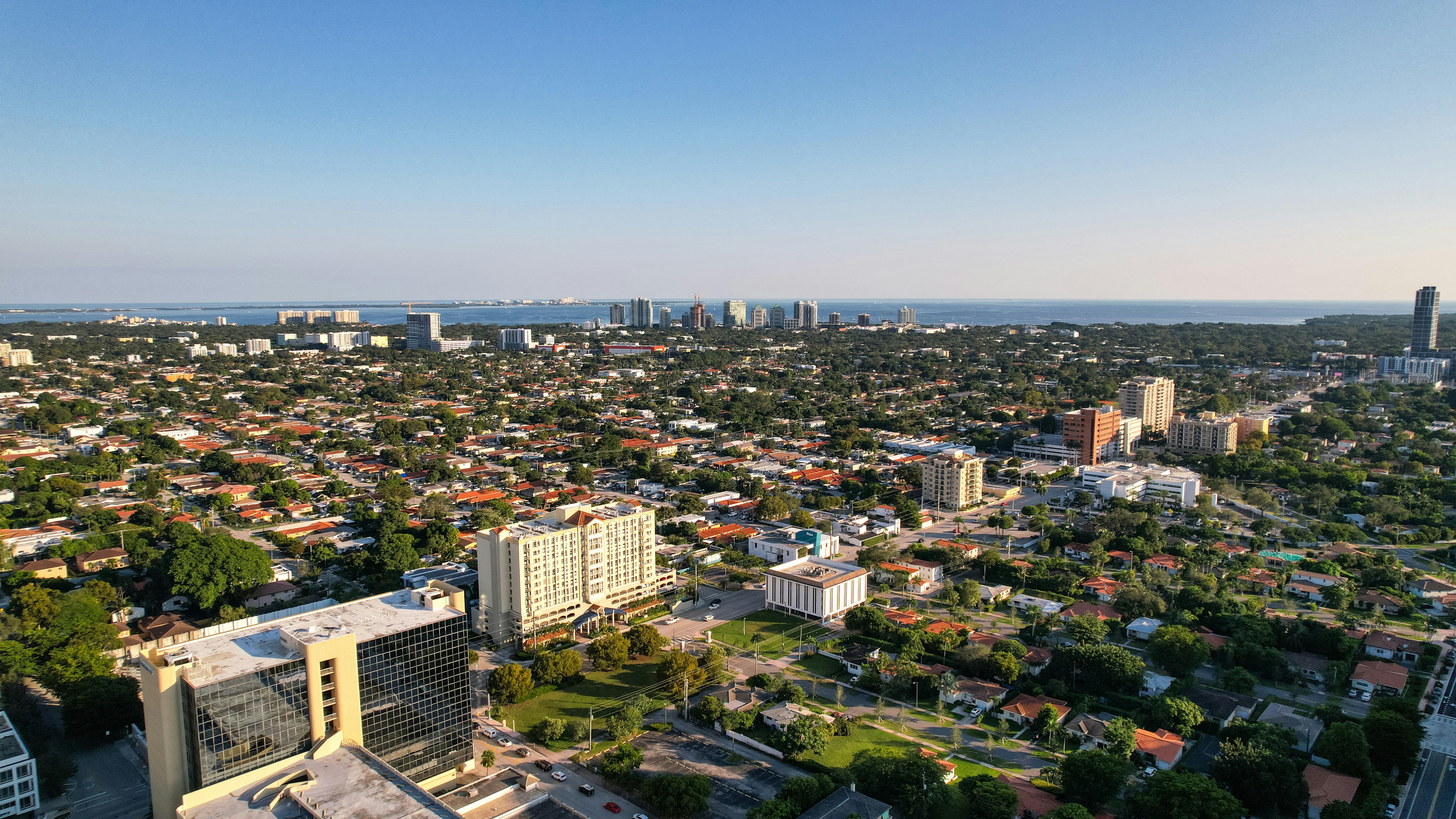 Florida city skyline and surrounding neighborhoods