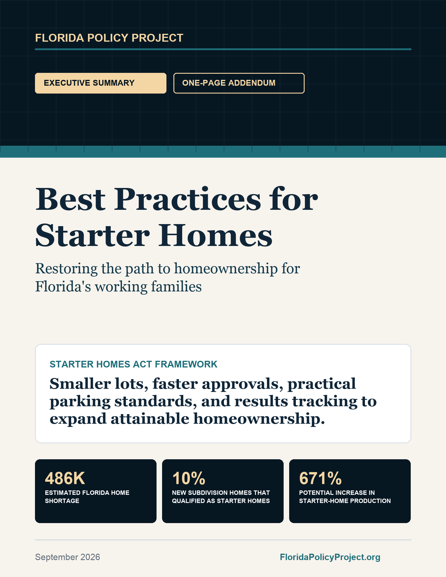 Starter Homes Executive Summary cover